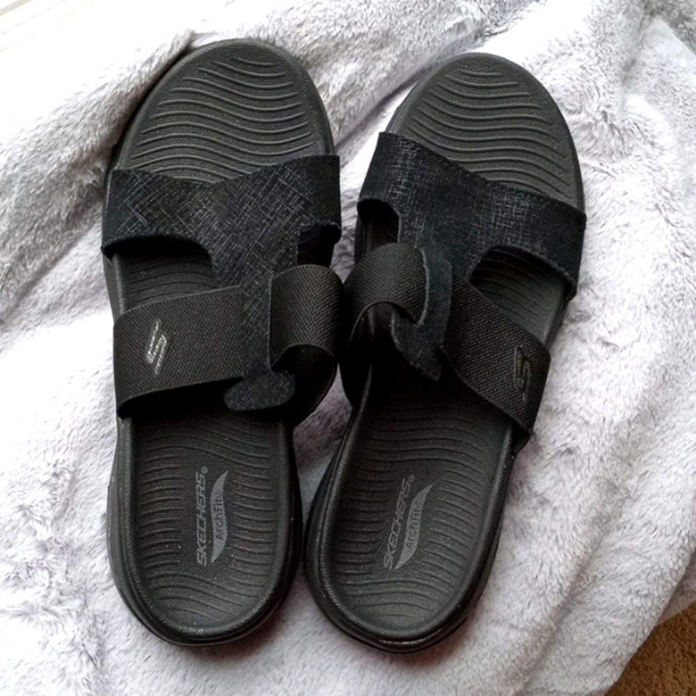 Skechers Women's Black Slide Sandals